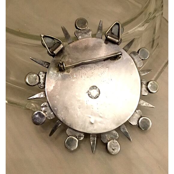 WILLIAM SPRATLING DESIGN Mexico Sterling Amethyst Aztec Sun Pendant/Brooch - Picture 2 of 5